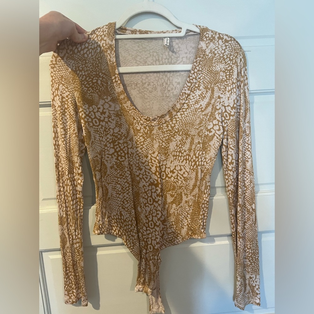 Long sleeve free people snake print body suit